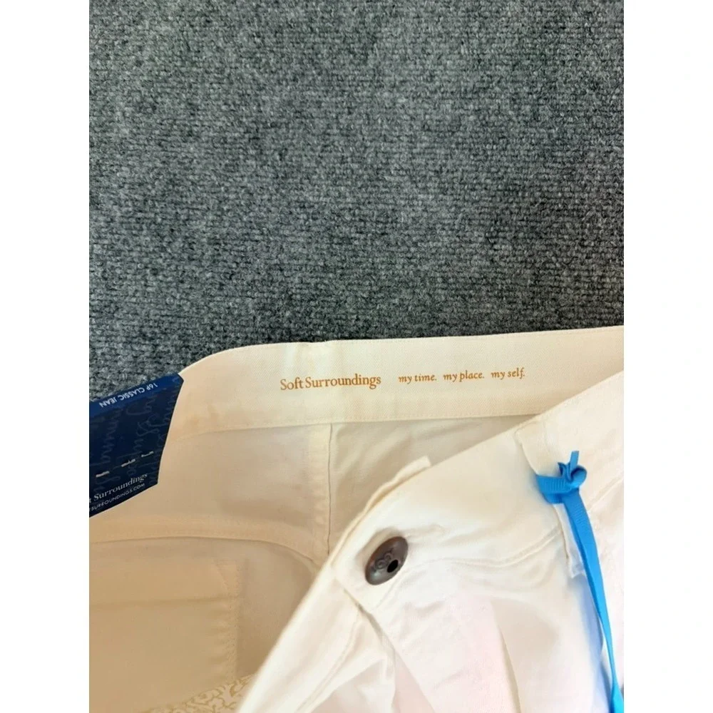 NWT Soft Surroundings Petite Straight Leg Stretch Jeans 34851 Off White Size 16P